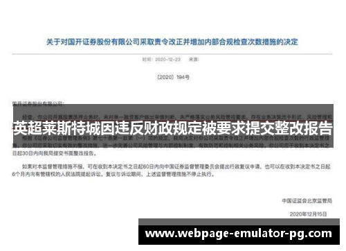 英超莱斯特城因违反财政规定被要求提交整改报告 英超莱斯特城因违反财政规定被要求提交整改报告